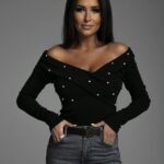 Μπλούζα Έξωμη Με Διακοσμητικές Πέρλες Ριπ