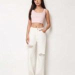 Jean wide distressed