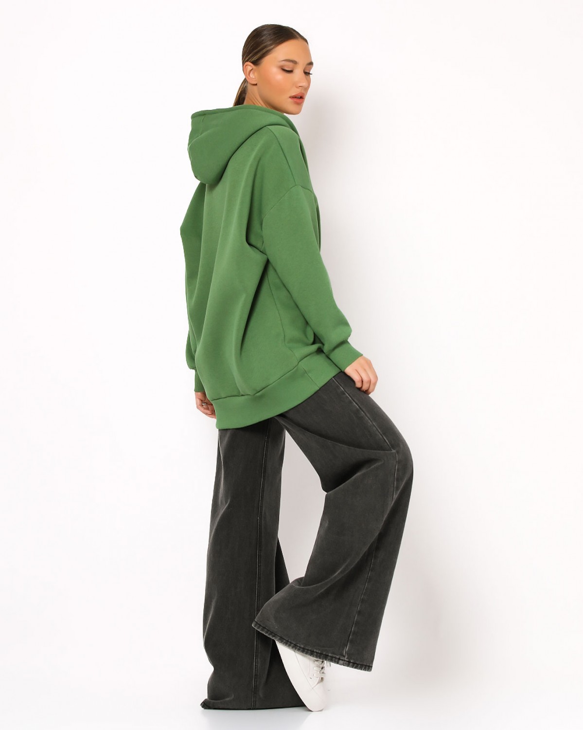 oversized-ζακετα-φουτερ-πρασινο-4 Ζακέτα Φούτερ Με Χνούδι Οversized - Image 10