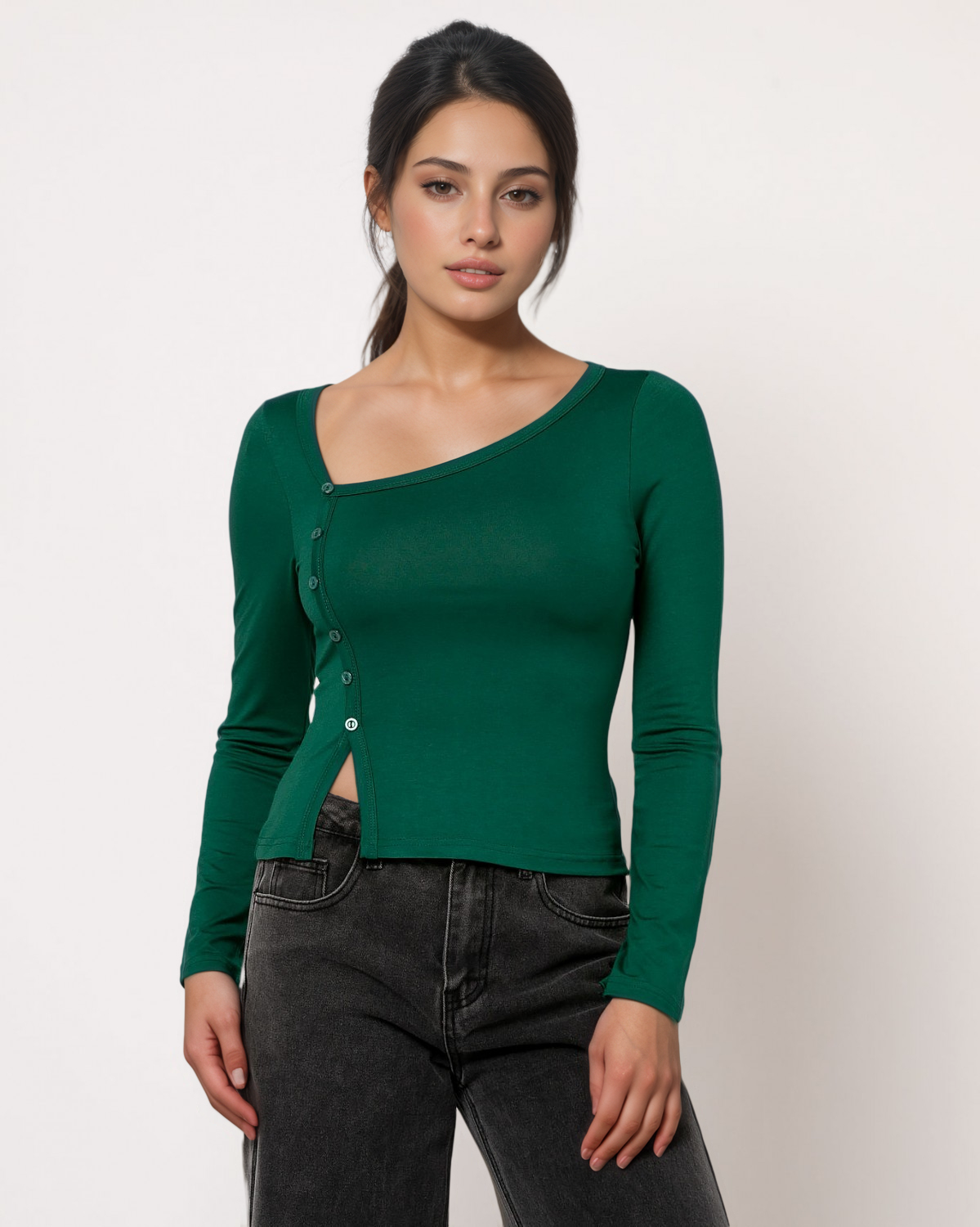 NOO_6756-cr-1200x1500 (1)_X-Design Μπλούζα Με Λοξό "v" Και Κουμπιά - Image 1