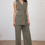 Σετ Ψηλόμεσο Παντελόνι Με Μακρύ Γιλέκο