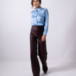 Παντελόνι Ψηλόμεσο Δερματίνη Σε Φαρδιά Γραμμή