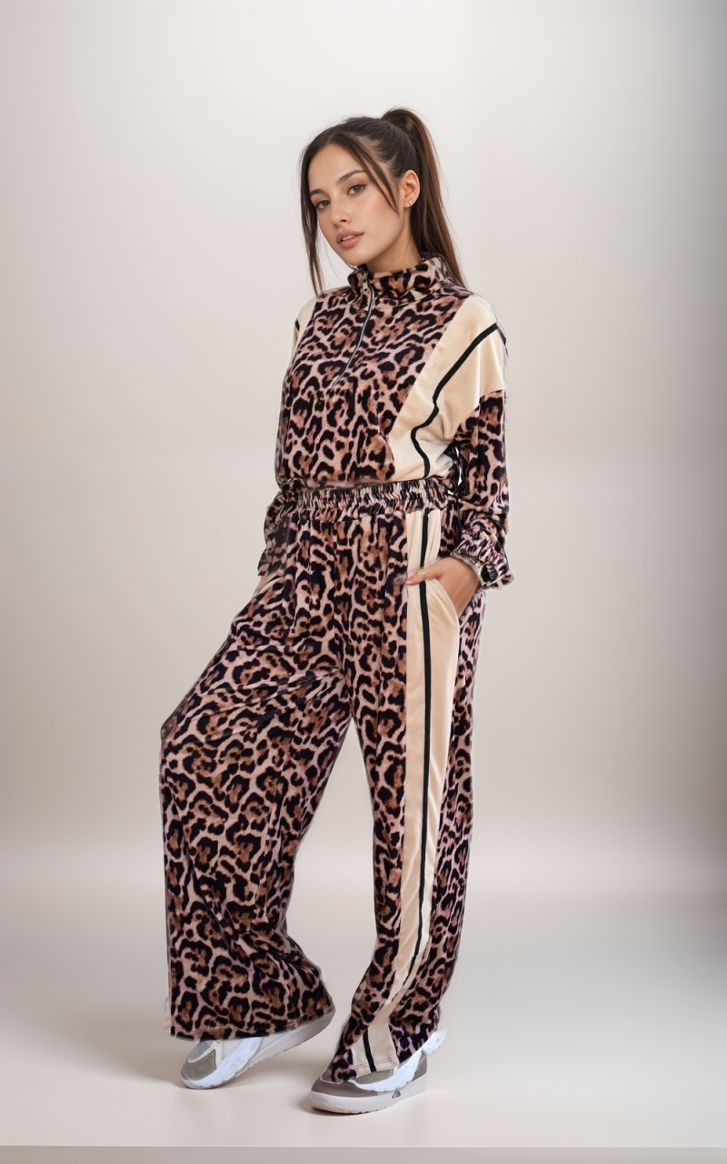 20242_X-Design (2) Σετ Φόρμα Βελουτέ Animal Print Leopar - Image 5