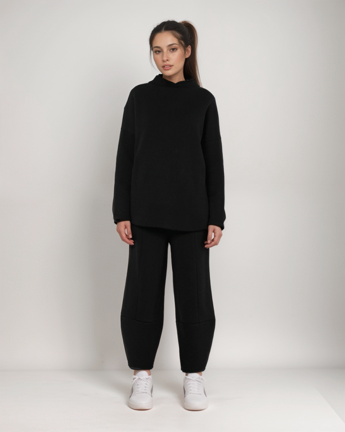 Σετ Φούτερ Χνούδι Μακρυμάνικη Μπλούζα Oversized Με Κλειστή Λαιμόκοψη - Παντελόνι Carrot Fit - Image 7