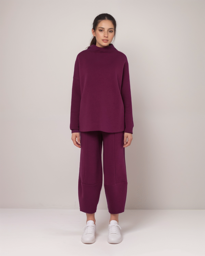 Σετ Φούτερ Χνούδι Μακρυμάνικη Μπλούζα Oversized Με Κλειστή Λαιμόκοψη - Παντελόνι Carrot Fit - Image 10