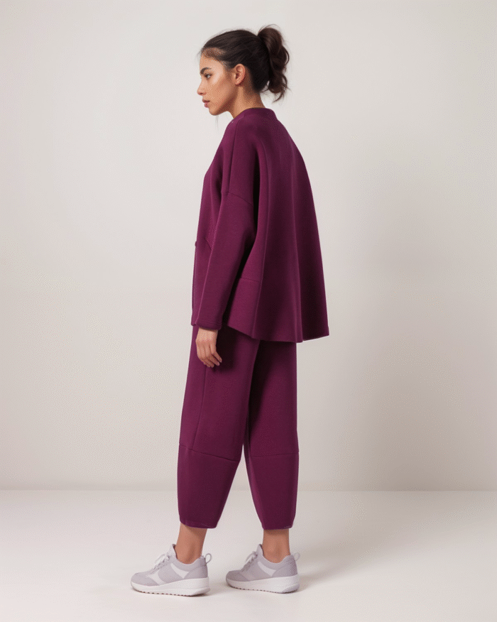 Σετ Φούτερ Χνούδι Μακρυμάνικη Μπλούζα Oversized Με Κλειστή Λαιμόκοψη - Παντελόνι Carrot Fit - Image 9