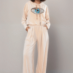 Σετ Φόρμα Βελουτέ Μπλούζα Με Παγιέτες Και Παντελόνι