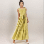 Φόρεμα Maxi Αμάνικο Oversized Με Βολάν Και Ζώνη