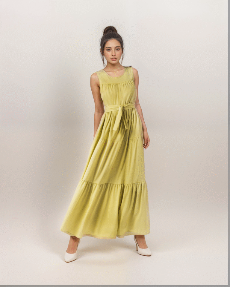 Φόρεμα Maxi Αμάνικο Oversized Με Βολάν Και Ζώνη - Image 1
