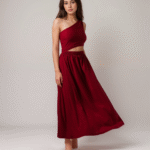 Φόρεμα Maxi Αμάνικο Με Δέσιμο Στο Λαιμό Και Άνοιγμα Στο Πλάι