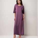 Φόρεμα Maxi Κοντομάνικο Με Ζώνη Και Άνοιγμα Στο Πλάι