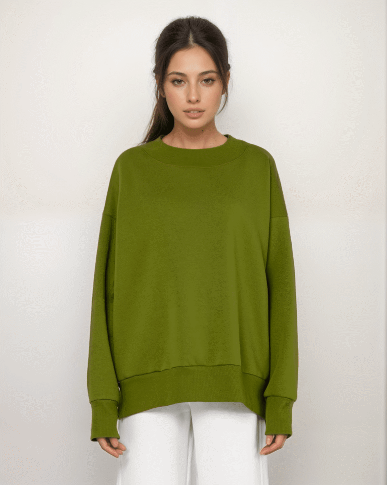 Μπλούζα Φούτερ Χνούδι Μακρυμάνικη Oversized Με Ριπ Λεπτομέρειες - Image 3