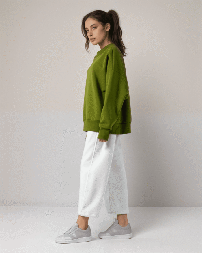 Μπλούζα Φούτερ Χνούδι Μακρυμάνικη Oversized Με Ριπ Λεπτομέρειες - Image 2