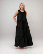 Φόρεμα Maxi Αμάνικο Oversized Με Βολάν Και Ζώνη - Image 2