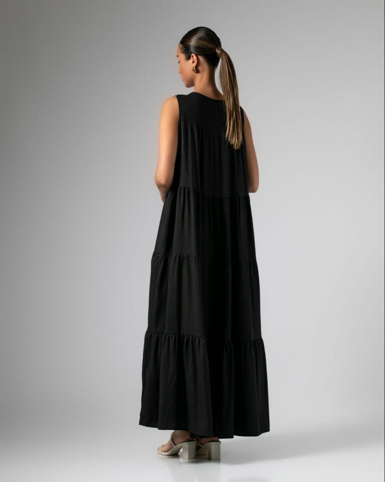 Φόρεμα Maxi Αμάνικο Oversized Με Βολάν Και Ζώνη - Image 4