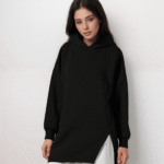 Μπλούζα Φούτερ Χνούδι Με Κουκούλα Και Άνοιγμα Στο Πλάι