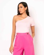 Crop Top Κοντομάνικο Με Έναν Ώμο - Image 2