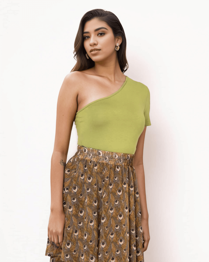 Crop Top Κοντομάνικο Με Έναν Ώμο - Image 1