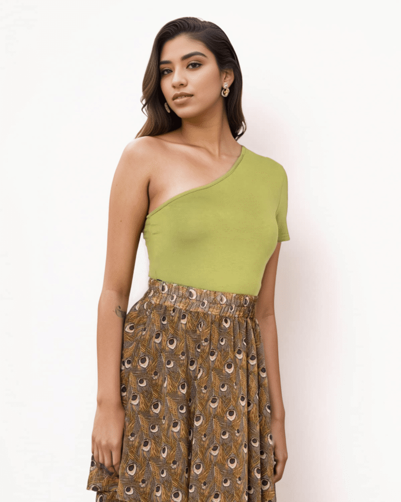 Crop Top Κοντομάνικο Με Έναν Ώμο - Image 1