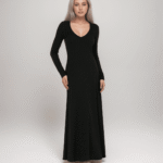 Φόρεμα Maxi Μακρυμάνικο Ριπ Με "V"