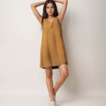 Φόρεμα Midi Αμάνικο Με "V"