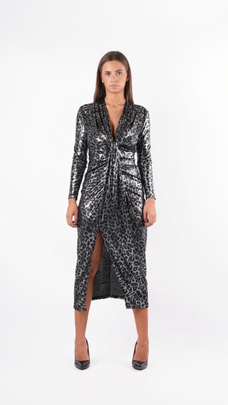Φόρεμα Midi Animal Print Metallic - Image 3