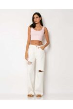 Jean wide distressed