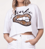 Κοντό T-Shirt Με Τύπωμα Χείλη - Image 2