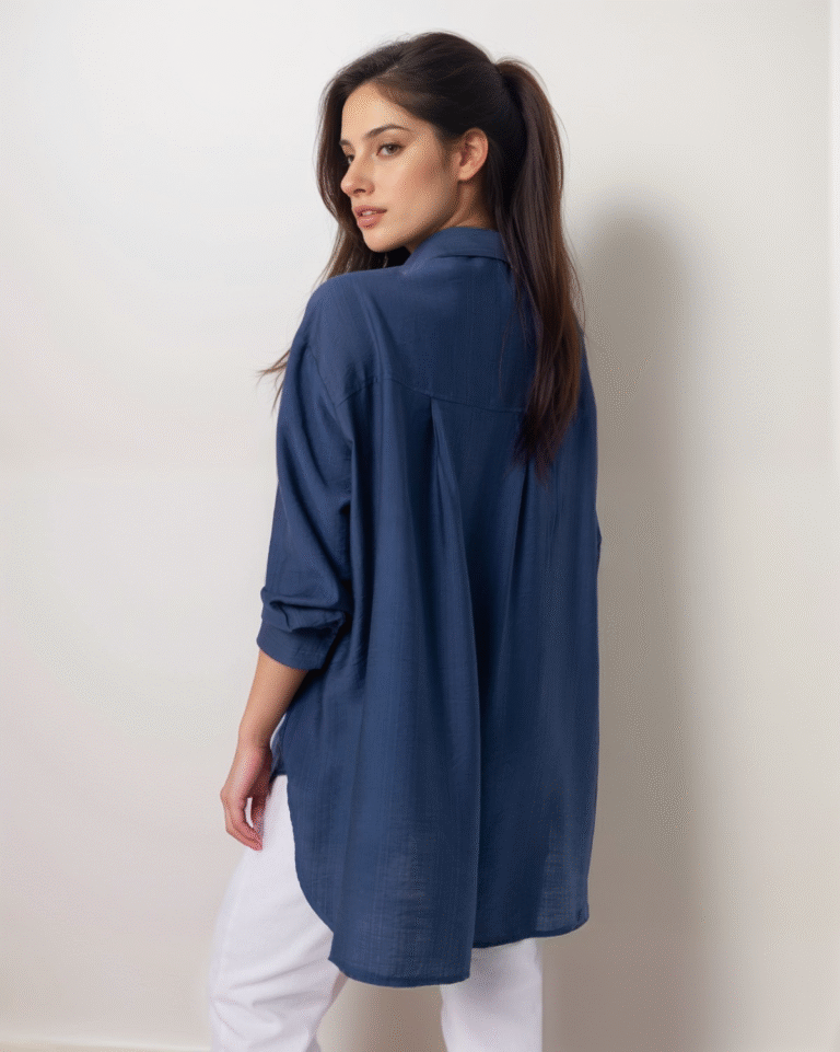 Πουκάμισο Μακρυμάνικο Oversized Με Πιέτες Στην Πλάτη - Image 2
