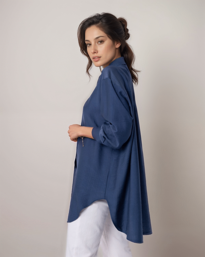 Πουκάμισο Μακρυμάνικο Oversized Με Πιέτες Στην Πλάτη - Image 3