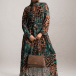 Μακρύ Λεοπάρ Φόρεμα με Μακριά Μανίκια