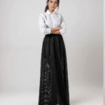 Μάξι Φούστα Δερματίνη Διάτρητη