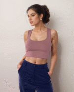 Μπλούζα Crop Top Αμάνικο Με Τετράγωνο Ντεκολτέ