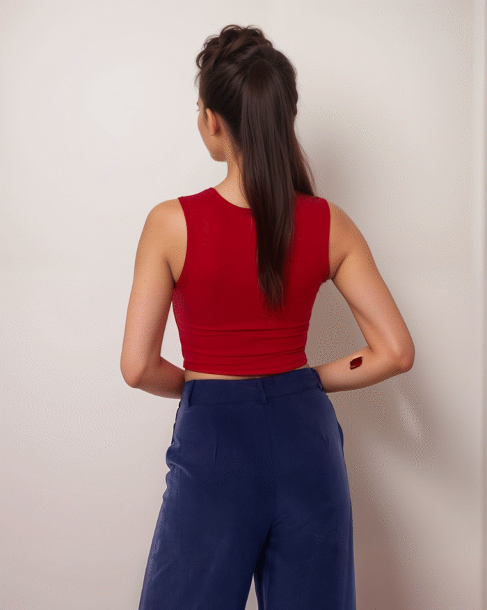 Μπλούζα Crop Top Αμάνικο Με Τετράγωνο Ντεκολτέ - Image 2