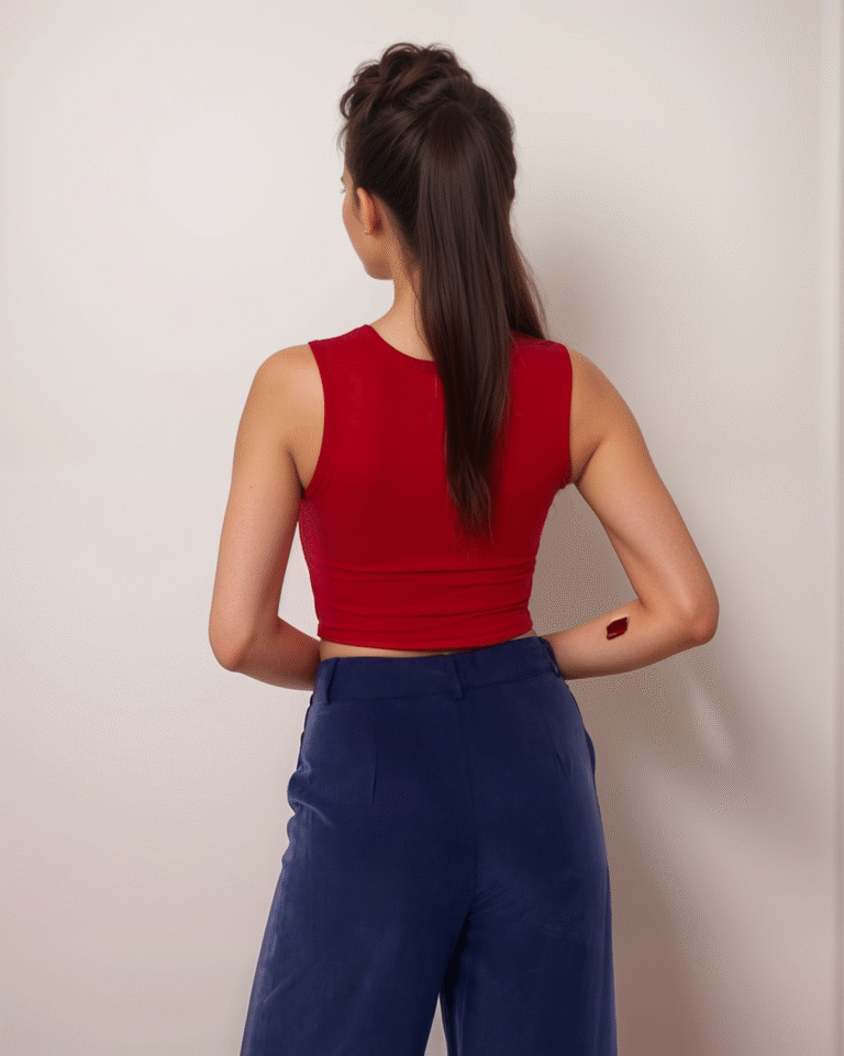 Μπλούζα Crop Top Αμάνικο Με Τετράγωνο Ντεκολτέ - Image 2
