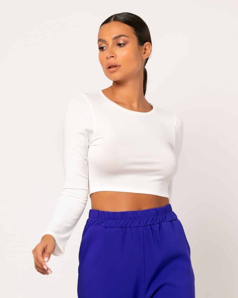 Μπλούζα Crop Top Μακρυμάνικη Με Άνοιγμα Στην Πλάτη - Image 3