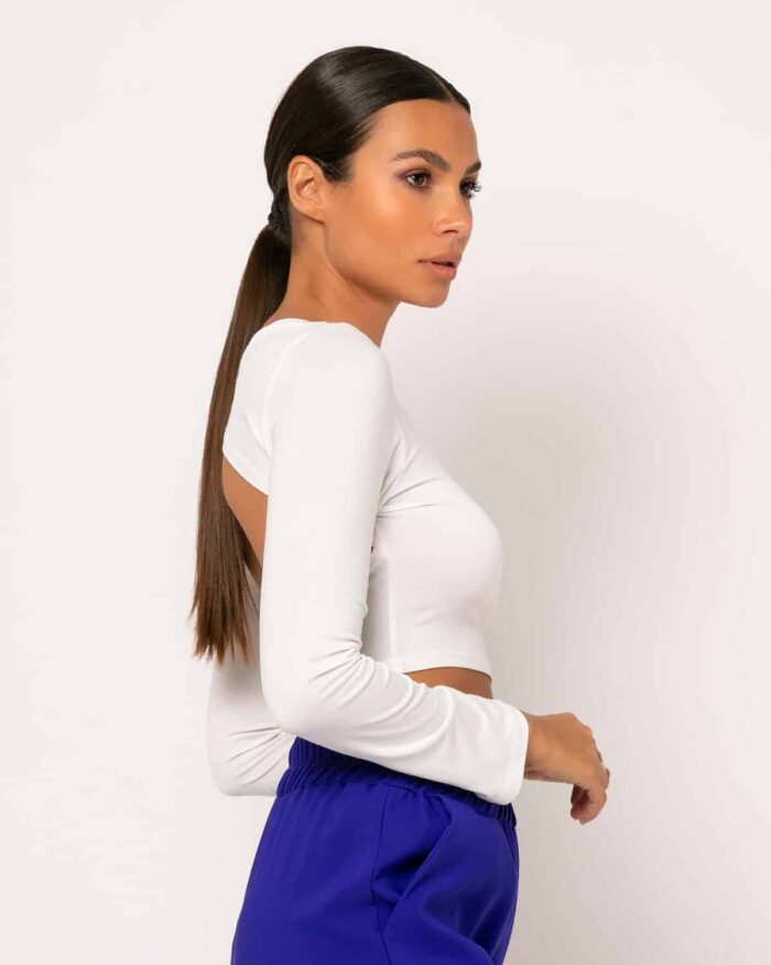 Μπλούζα Crop Top Μακρυμάνικη Με Άνοιγμα Στην Πλάτη - Image 2