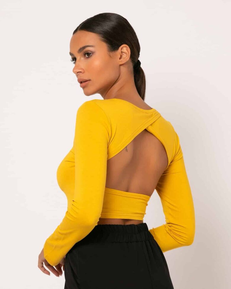 Μπλούζα Crop Top Μακρυμάνικη Με Άνοιγμα Στην Πλάτη - Image 1