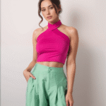 Μπλούζα Crop Top Με Δέσιμο Στο Λαιμό