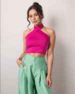 Μπλούζα Crop Top Με Δέσιμο Στο Λαιμό
