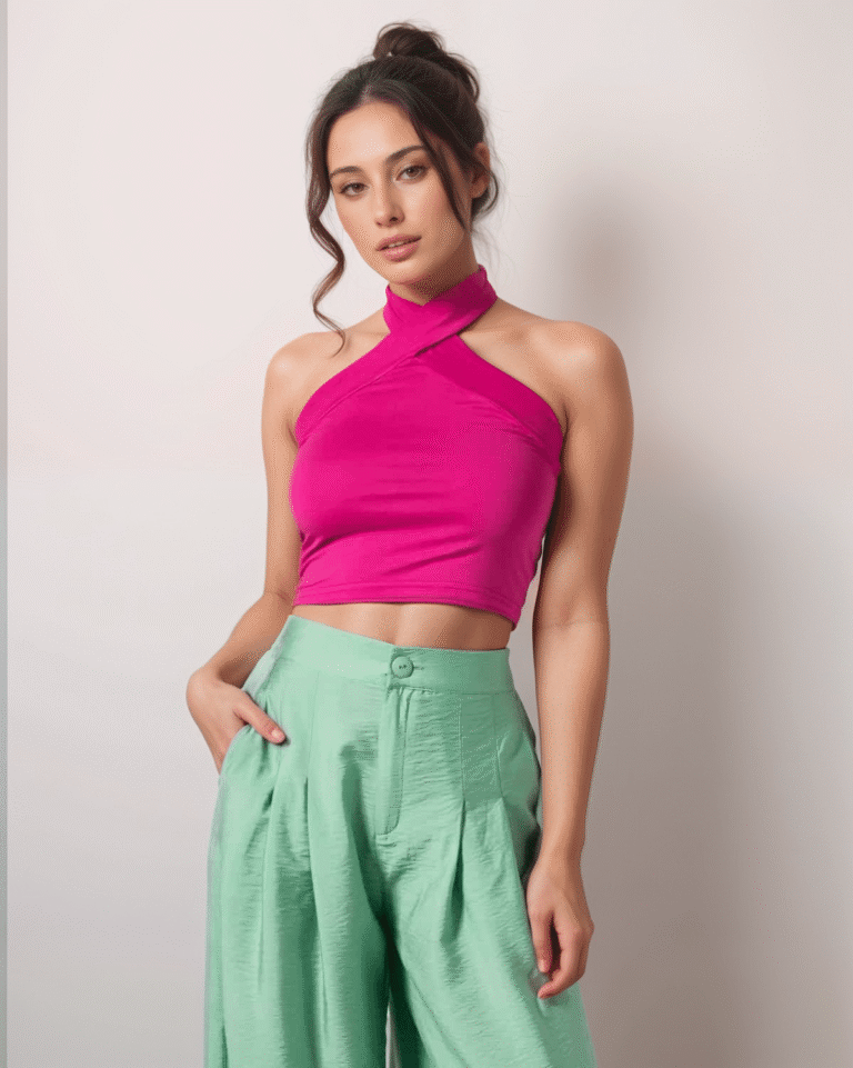 Μπλούζα Crop Top Με Δέσιμο Στο Λαιμό - Image 1