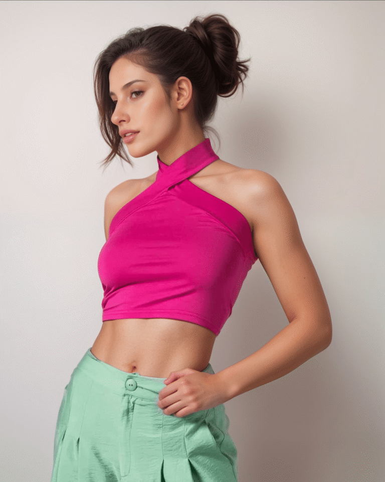 Μπλούζα Crop Top Με Δέσιμο Στο Λαιμό - Image 2