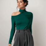 Μπλούζα Με Κλειστή Λαιμόκοψη Και Άνοιγμα Στον Ώμο