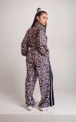 Oversized Σετ Φόρμα Βελουτέ Animal Print Leopar - Image 2