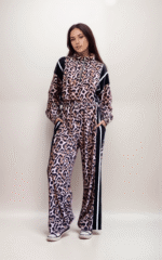 Oversized Σετ Φόρμα Βελουτέ Animal Print Leopar