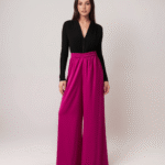 Παντελόνι Σατέν Ψηλόμεσο Σε Ίσια Γραμμή Με Λάστιχο Στη Μέση