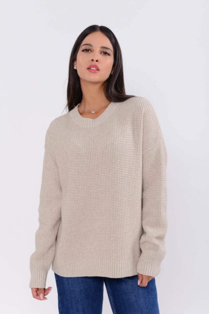 Γυναικεία waffle knit μπλούζα μωβ λεπτομέρεια υφάσματος - misslime.gr