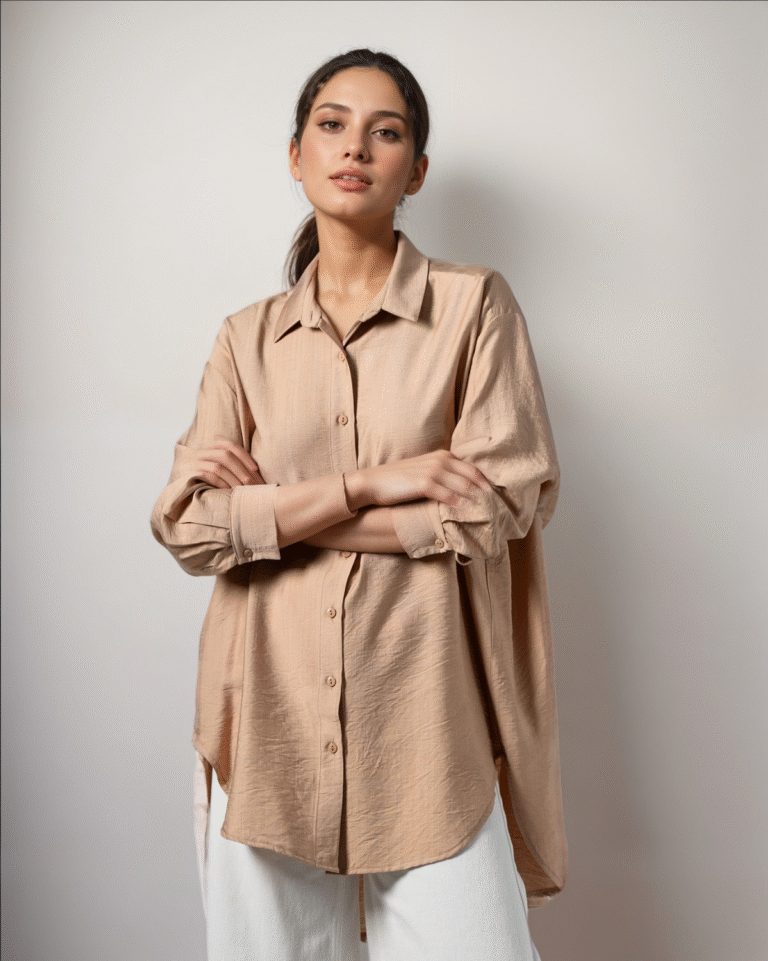 Πουκάμισο Μακρυμάνικο Oversized Με Πιέτες Στην Πλάτη - Image 1