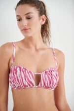 Lurex Zebra Σουτιέν Ενισχυμένο Μπικίνι Τοπ - Image 2