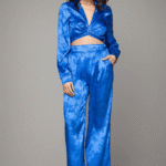 Σατέν Ζακάρ Σετ, Παντελόνα Με Crop Top